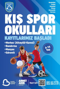 Balıkesir Büyükşehir Belediyespor’un Kış Spor Okulları kayıtları başladı. 6 farklı branşta uzman eğitmenler eşliğinde çocuklara spor eğitimi verilecek.