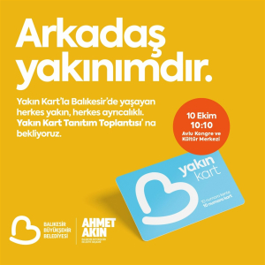 Balıkesir Büyükşehir Belediyesi, 10 Ekim'de "Yakın Kart" projesini tanıtıyor. İhtiyaç sahibi vatandaşlara gıda, yakacak ve medikal yardımlar sunacak olan bu sosyal destek kartı, Başkan Ahmet Akın'ın talimatlarıyla hayata geçiriliyor.