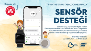 Balıkesir Büyükşehir Belediyesi, Tip 1 diyabetli çocuklar için 1 yıl ücretsiz sensör ve cihaz desteği sunuyor. Çocuklar acısız ölçüm yaparken, aileler 26 bin TL’lik maliyetten kurtulacak.