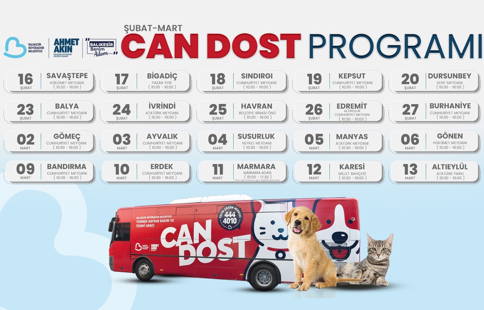 Can Dost Mobil Yerinde Hayvan Bakım ve Tedavi Aracı sokak hayvanlarına ücretsiz sağlık hizmeti sunuyor